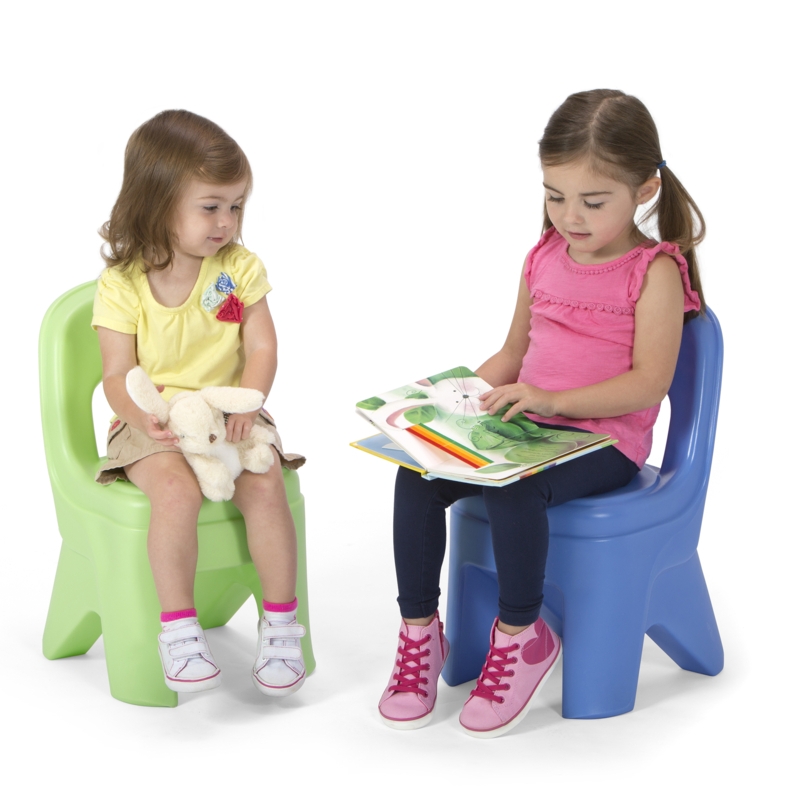 Toddler Activity Chairs Periwinkle Lime Wide Base Molded Plastic Set