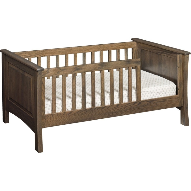 Toddler Bed Mission Style Slats Warm Brown Craftsman Wood Bed