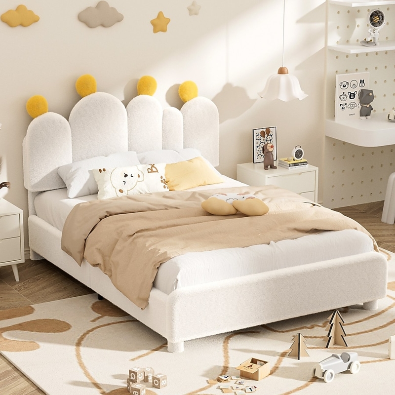 Toddler Bed with Integrated Guardrails and Classic Slatted Design