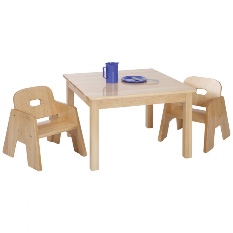 Toddler Table & Chair Set Light Wood Cutout Handles Rounded Corners