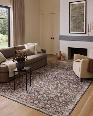 Traditional Area Rug: Distressed Terracotta Pattern, Low Pile Profile
