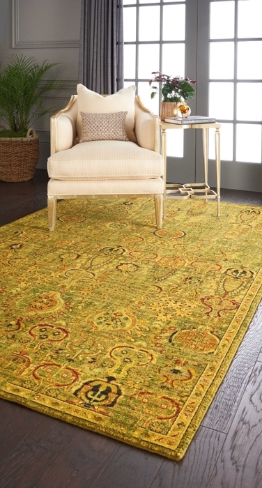 Traditional Area Rug Forest Green Gold Oriental Medallion