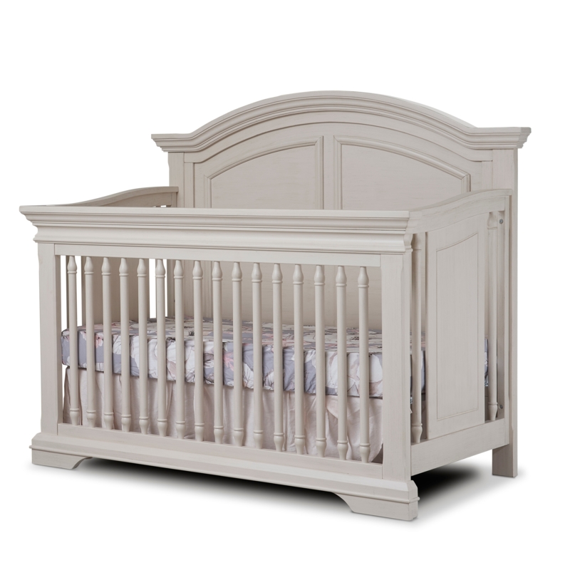 Traditional Black Baby Crib featuring High Arched Back Panel