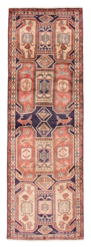 Traditional Brown Hallway Runner Rug, Geometric Anatolian Medallions