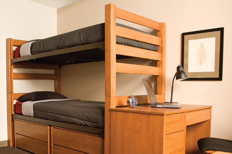 Traditional Cherry Wood Bunk Bed Slatted Mission Style Twin Over Twin