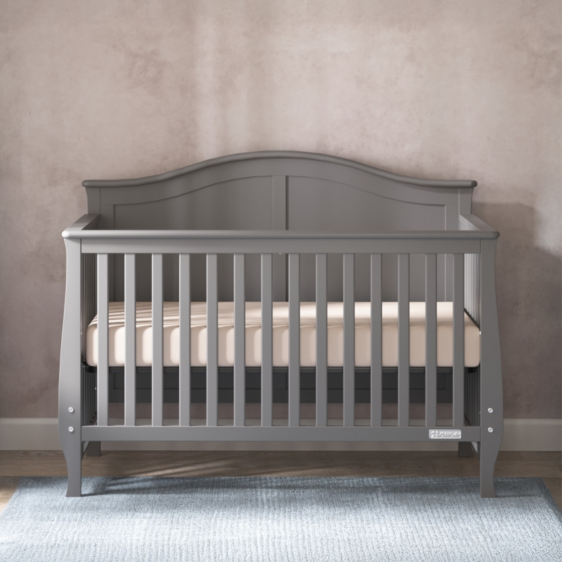 Traditional Convertible Crib, Arched Rails, Slatted Sides