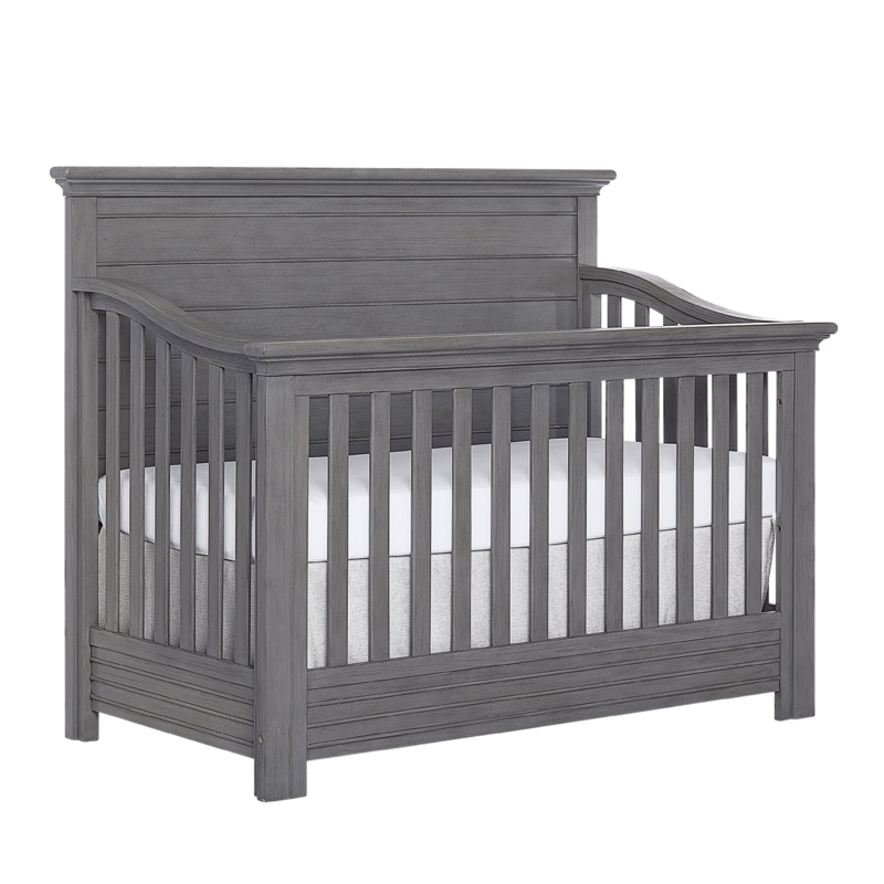 Traditional Convertible Crib, Layered Molding, Full Panel Headboard
