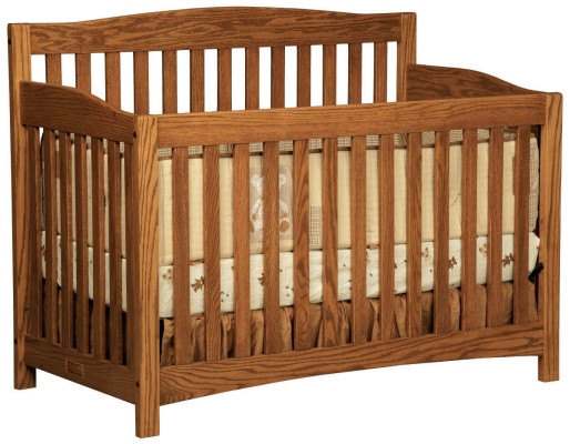 Traditional Mission Style Baby Crib with Arched Solid Ends
