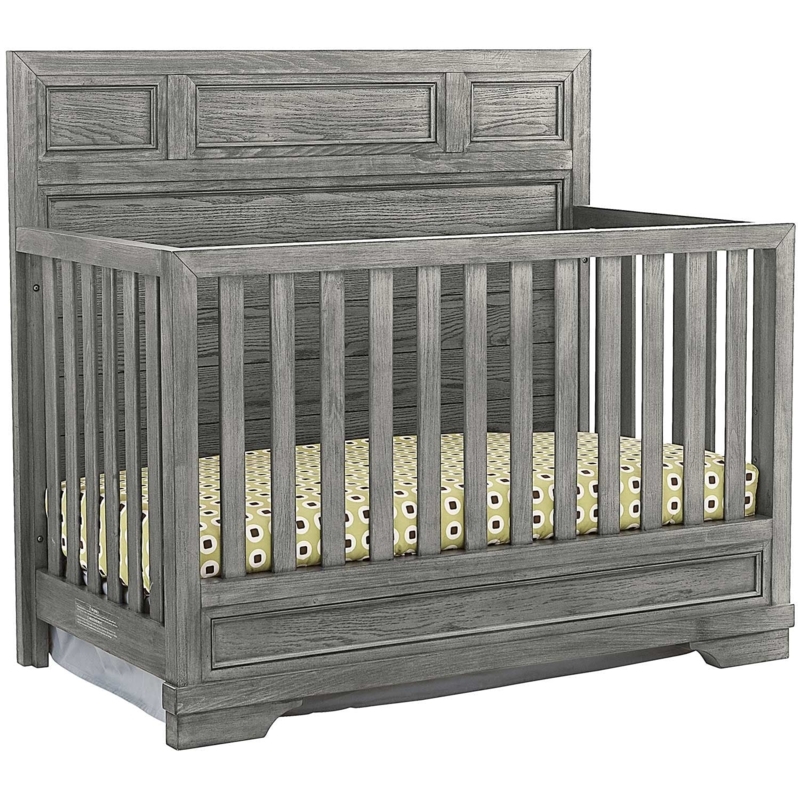 Transitional Gray Infant Bed, Flat Top Rail Design