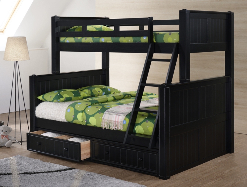 Transitional Twin Over Full Wood Bunk Bed, Slatted Design