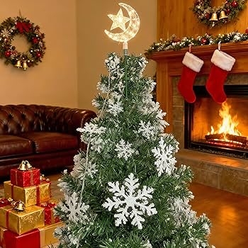Tree Topper Celestial Moon Star Stabilizer Holder Warm LED