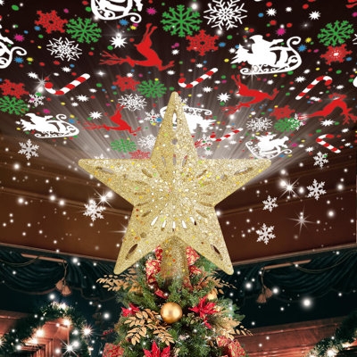 Tree Topper Gold Star Zodiac Motifs Celestial Christmas Tree Decor