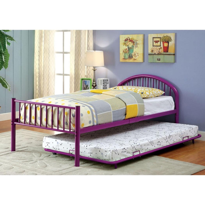 Trundle Bed with Upholstered Front Panel - Charcoal Upholstered Trundle