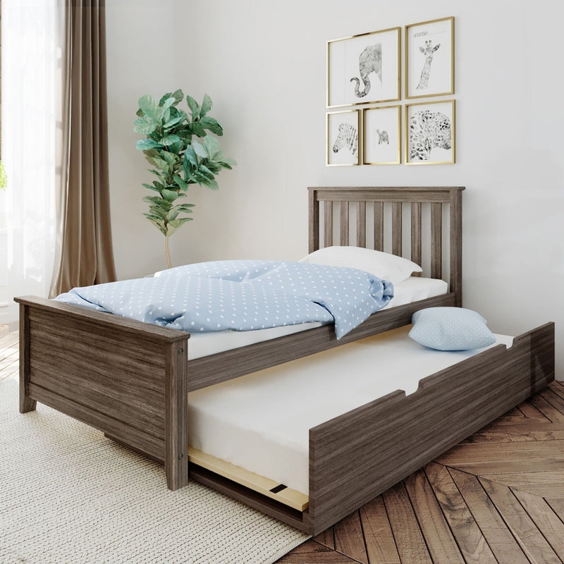 Twin Bed with Walnut Finish - Modern Walnut Kids Bed Frame