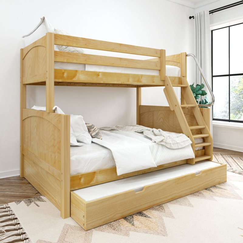 Twin Over Full Bunk Bed with Angled Ladder and Integrated Trundle