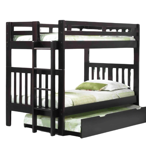 Twin Over Twin Bunk Bed with Staircase Drawers, Dark Finish