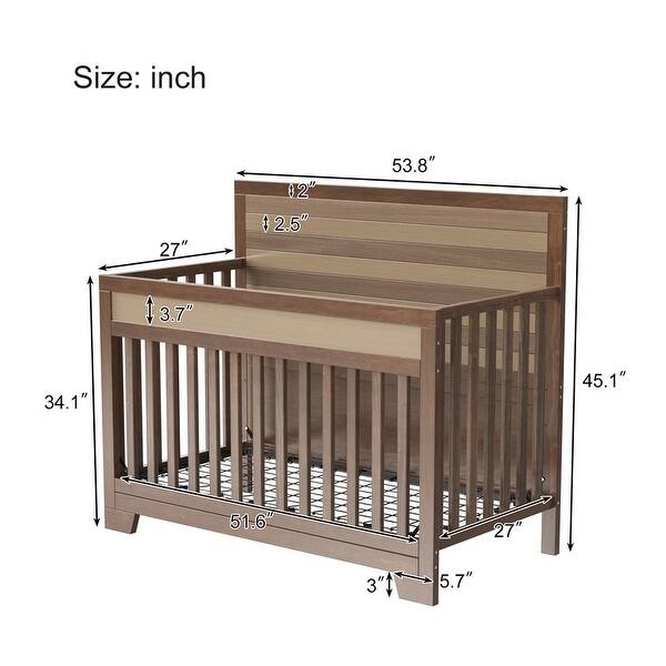 Two-Tone Baby Crib, Tapered Wood Legs, Scandinavian Style Nursery