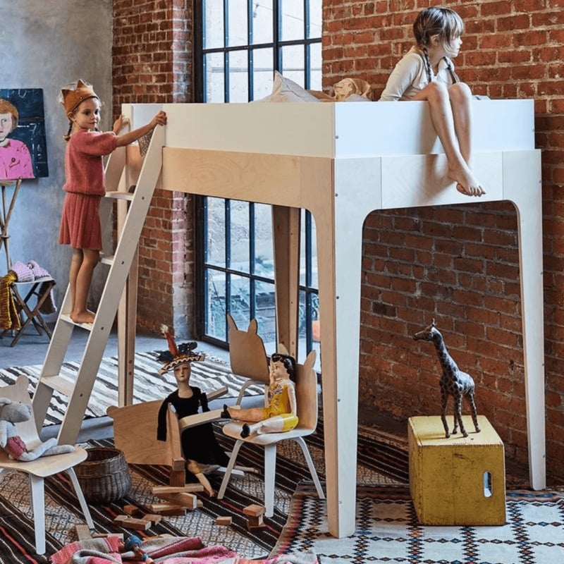Two-Tone Birch Twin Loft Bed with Under-Bed Workspace
