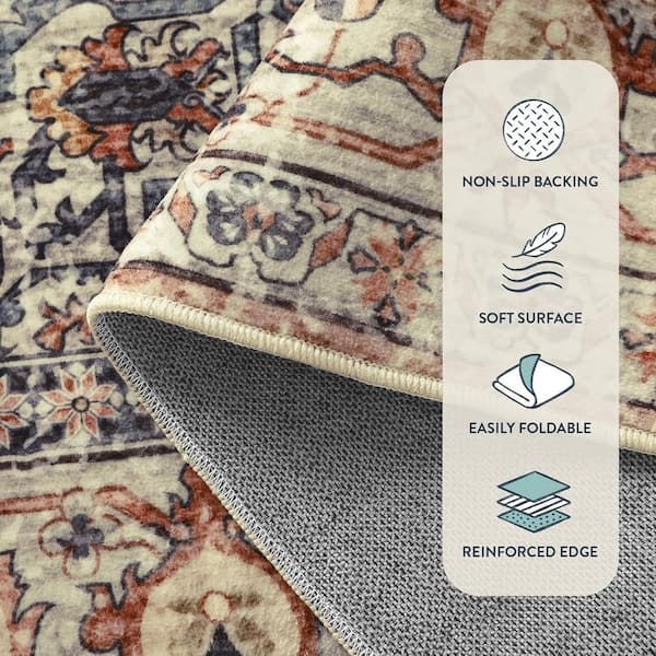 Unbranded Multi-Colored 2.5 ft. x 10 ft. Oriental Washable Rug Runners for  Hallways DERN04