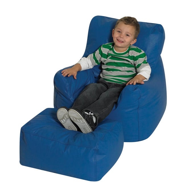 Upholstered Kids Accent Chair Set with Matching Ottoman and Low Profile