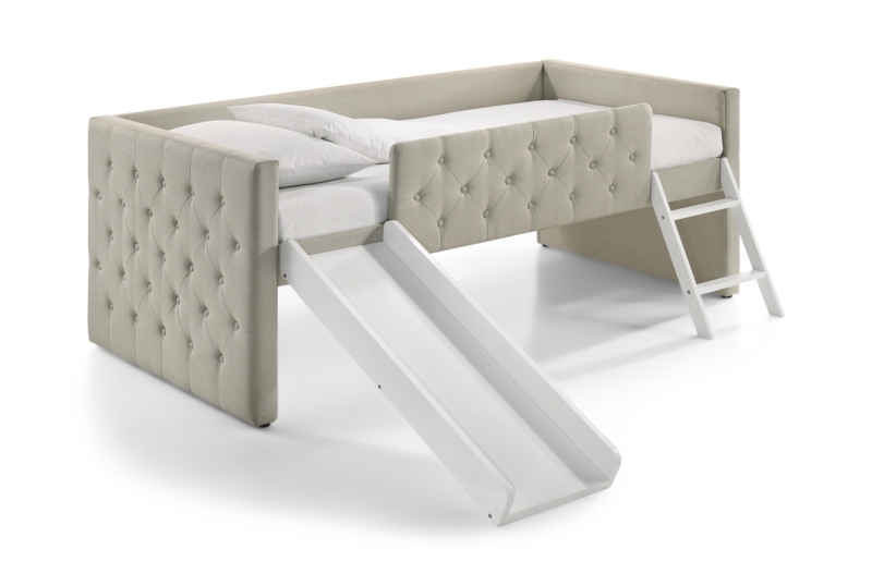 Upholstered Loft Bed with Integrated Workstation and Storage