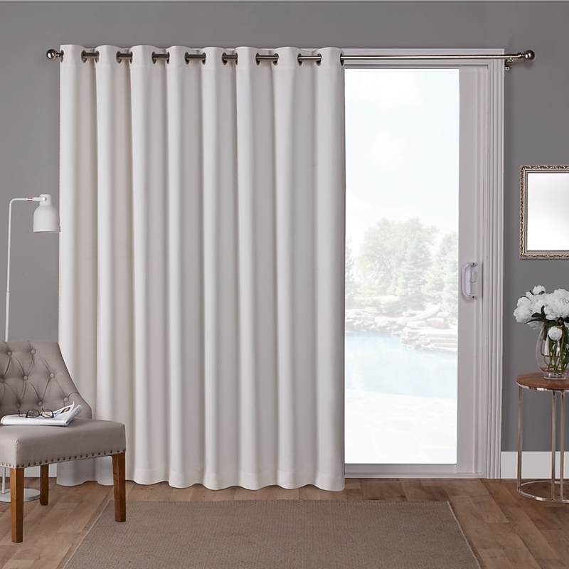 Vanilla Sateen Extra Wide Blackout Curtain Panel, Grommet Top