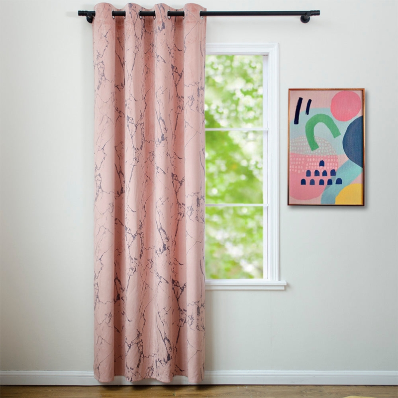 Velvet Curtain Panels with Metallic Marble Print, Gold Marble Print Velvet Curtains