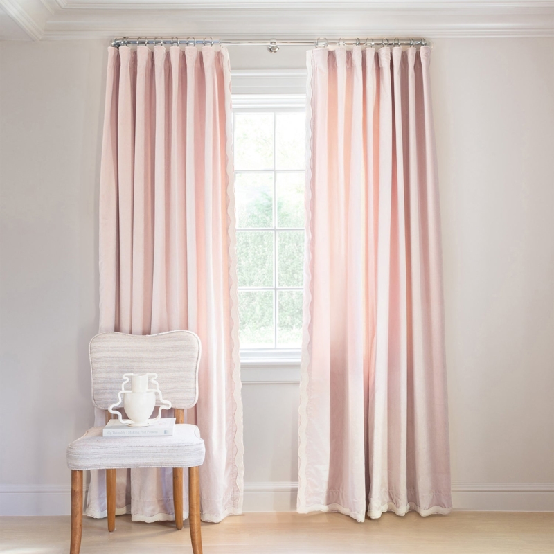 Velvet Curtain with Pleated Top & Floor Length, Rose Pink Velvet Curtain Styling