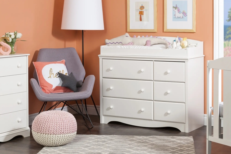 Vertical Orientation Changing Table Dresser with Six Drawers