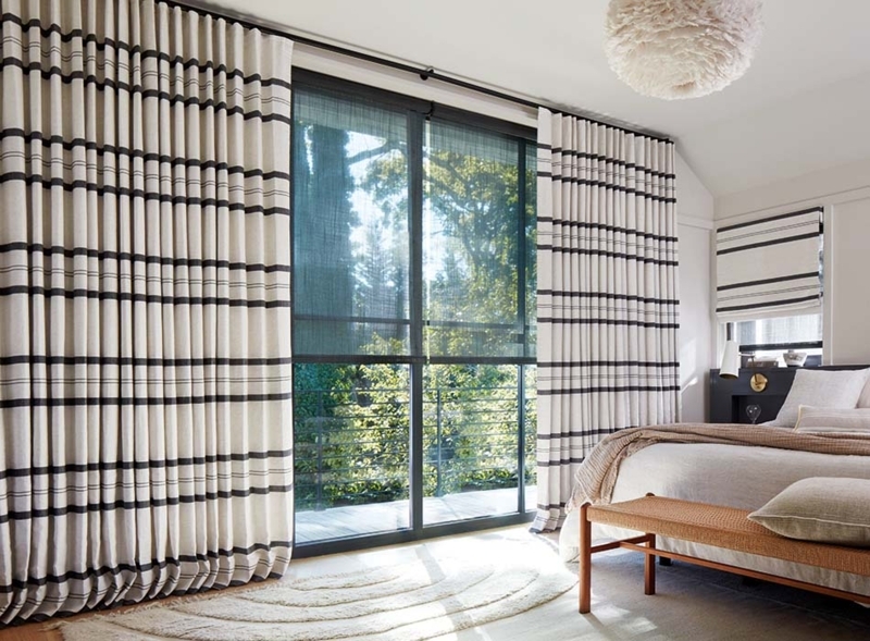 Vertical Stripe Curtains Ripple Fold Black and White Modern