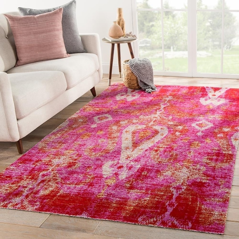 Vibrant Orange Ikat Indoor Outdoor Area Rug Global