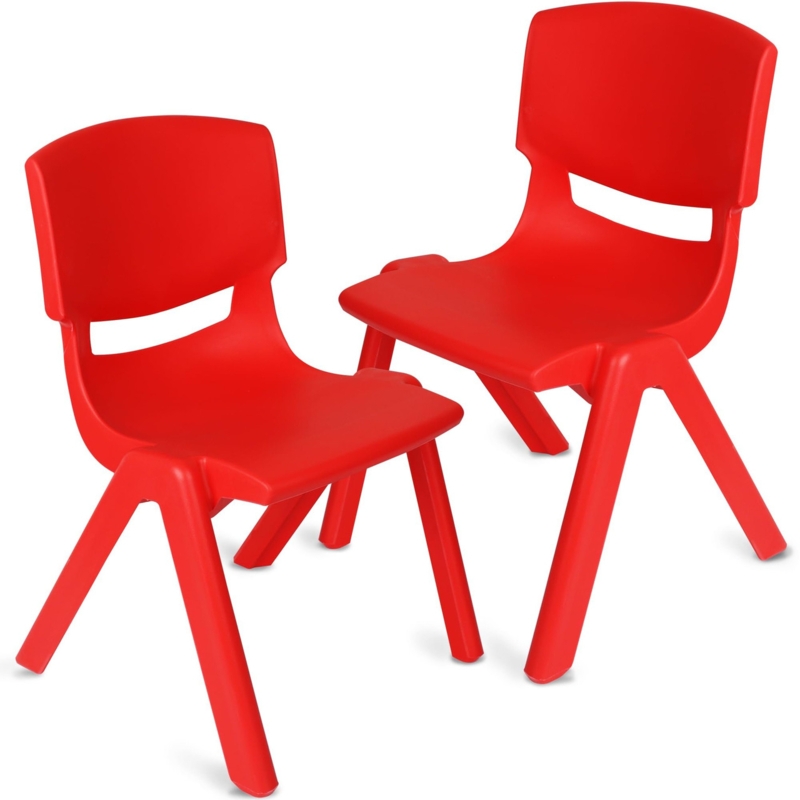 Vibrant Red Kids Chair Splayed Legs Molded Plastic Stable Design