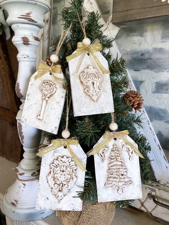 Vintage Cottagecore Christmas Ornaments: Handmade Lace & Cherub Prints