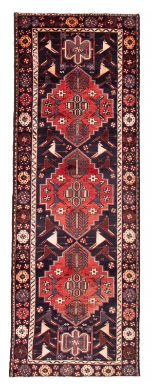 Vintage Navy Blue Runner Rug, Hand-Knotted Traditional Kayseri Design
