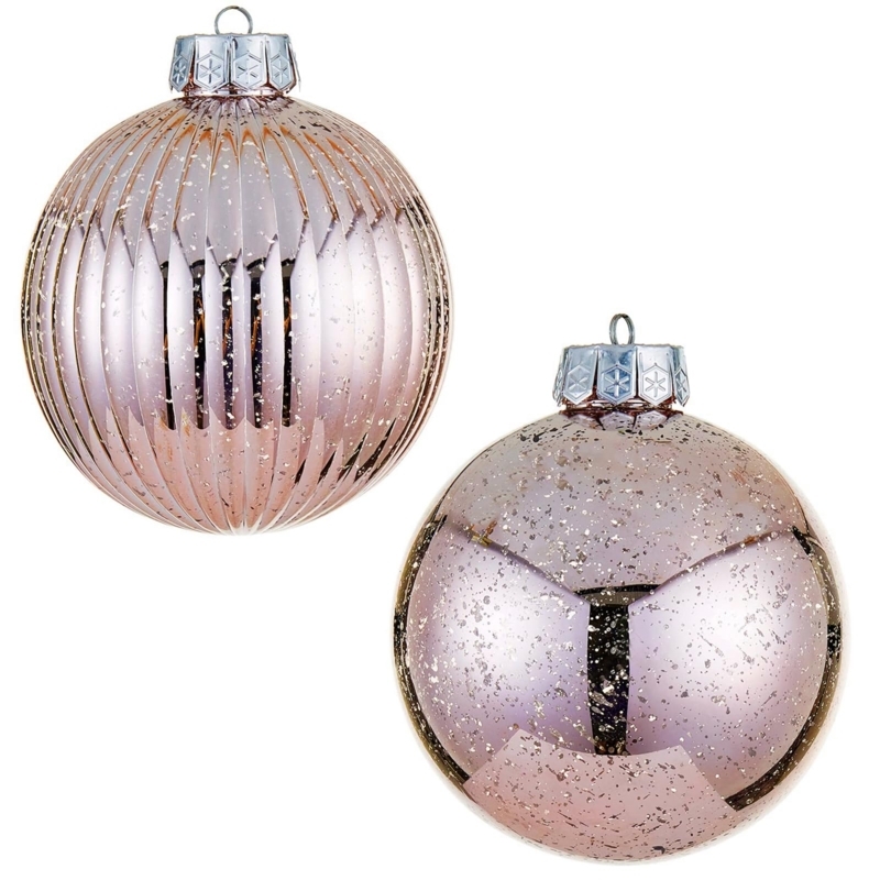 Vintage Style Christmas Ornaments: Oversized Rose Gold Mercury Finish