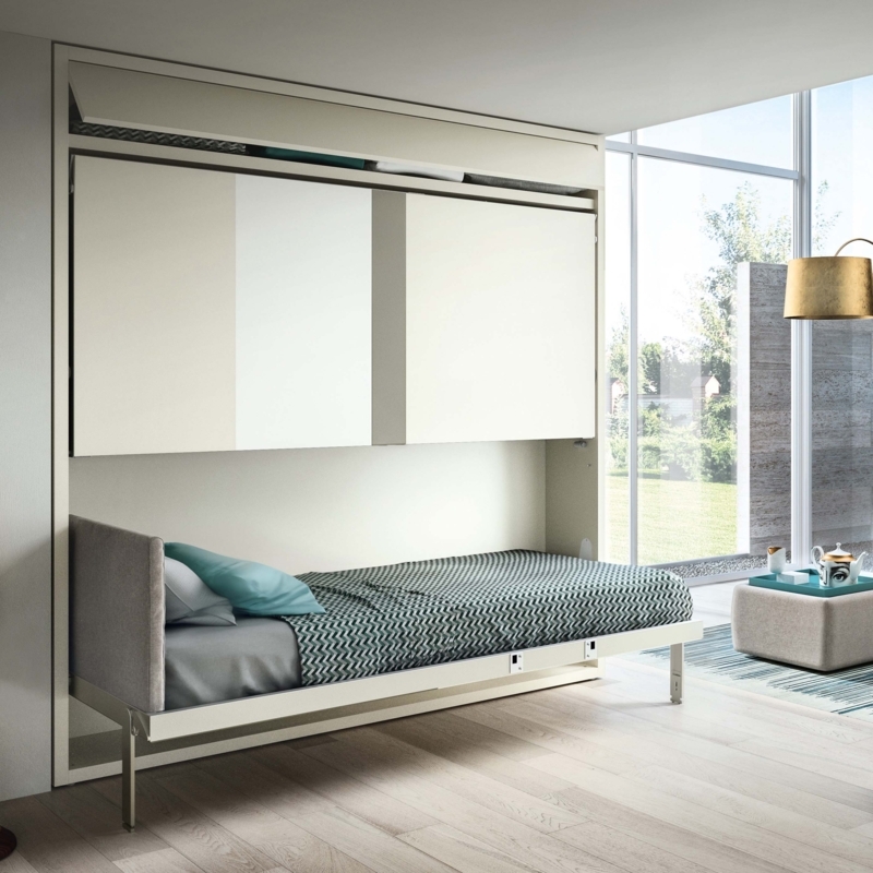 Wall-Mounted Murphy Bunk Bed System with Integrated Metal Ladder