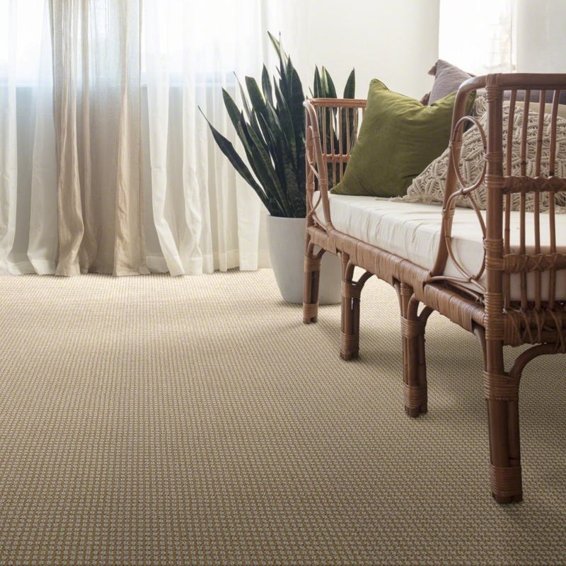 Wall-to-Wall Carpet Linear Texture Ribbed Pattern Light Beige