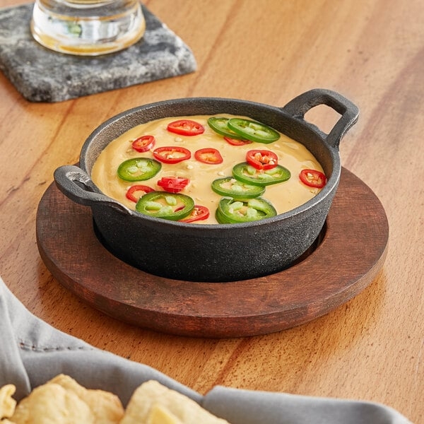 Warm Wood and Iron Serving Bowl, Mini Cast Iron, Chestnut Underliner
