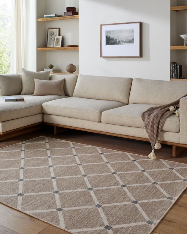 Washable Area Rug Terracotta Blue Distressed Traditional