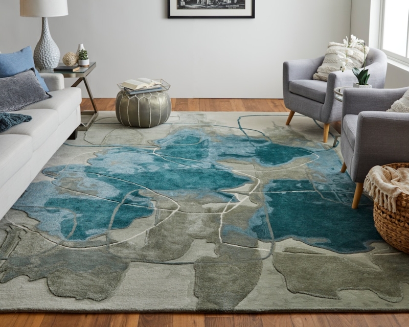Watercolor Pattern Area Rug, Contemporary Painterly Texture