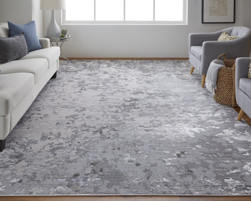 Weathered Abstract Area Rug, Low Pile. Transitional Motif.