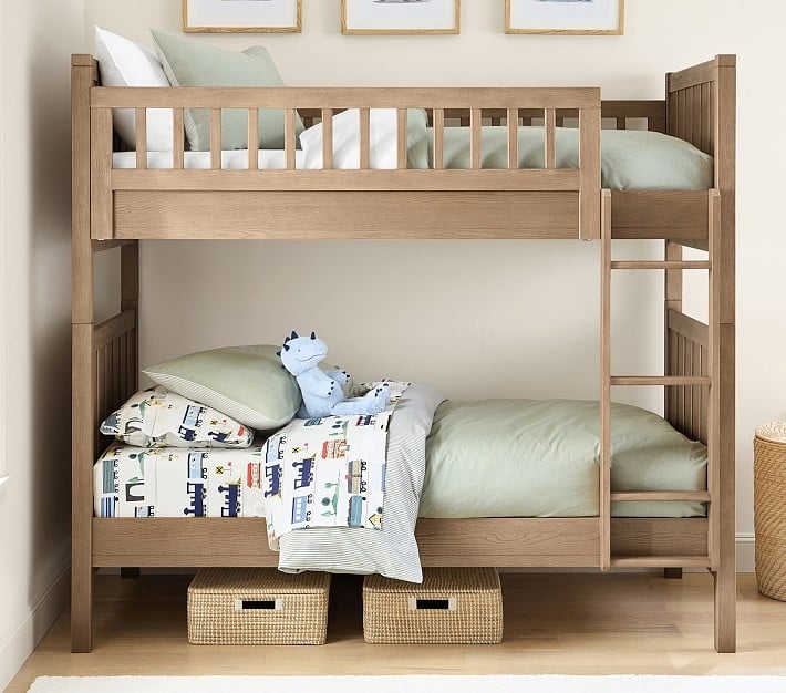 Weathered Navy Twin Over Twin Bunk Bed with Thick Square Posts