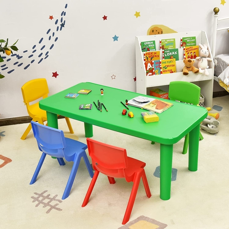 White And Gray Kids Table And Chair Set Ergonomic High-Back Safety Edges