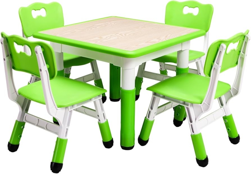 White And Wood Kids Furniture Height Adjustable Rounded Corners