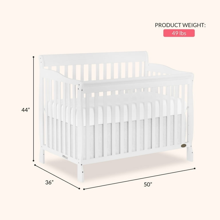 White Baby Crib, Arched Headboard, Timeless Convertible Furniture