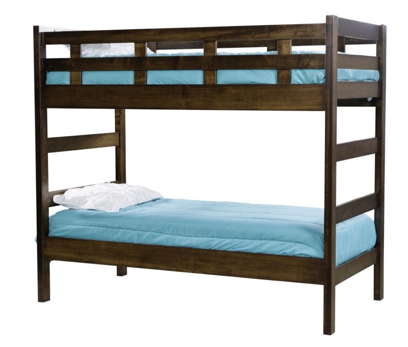 White Bunk Bed Featuring End Ladder Access and Vertical Slat Details