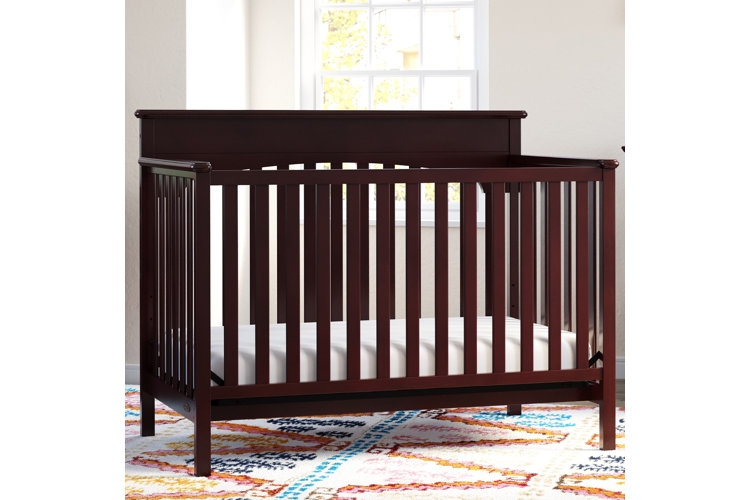 White Convertible Crib, Solid Back Panel, Modern Minimalist Nursery