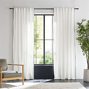 White Cotton-Like Curtains with Black Merrow Stitch Trim