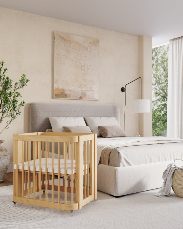 White Crib with Contrast Base & Rounded Corners