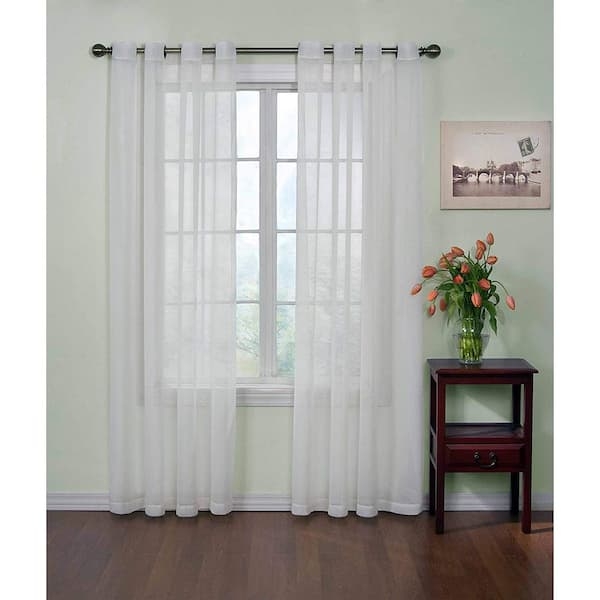 White Sheer Grommet Curtain Panel, Airy Light Filtering Drapes